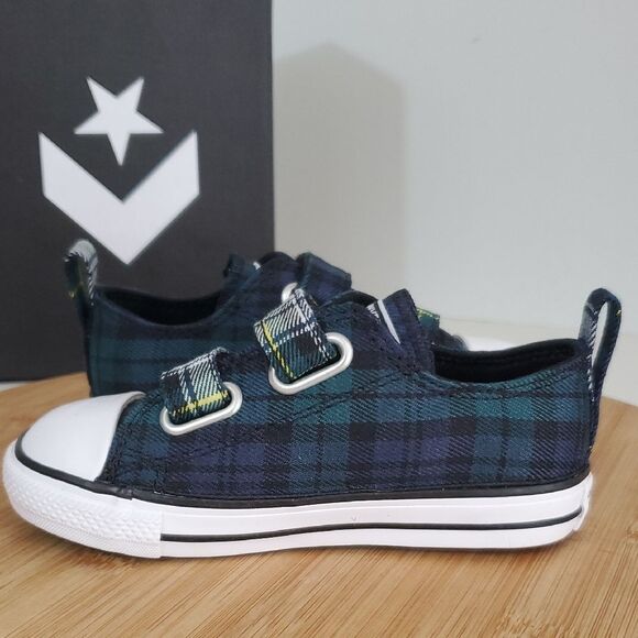 Converse Infant/Toddler CTAS 2V OX Green Plaid Low Top Shoes Size 8 NIB - Picture 7 of 10